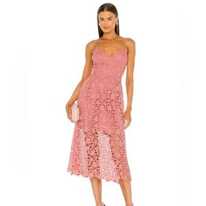 ASTR The Label Pink Mauve Lace A-Line Midi Dress